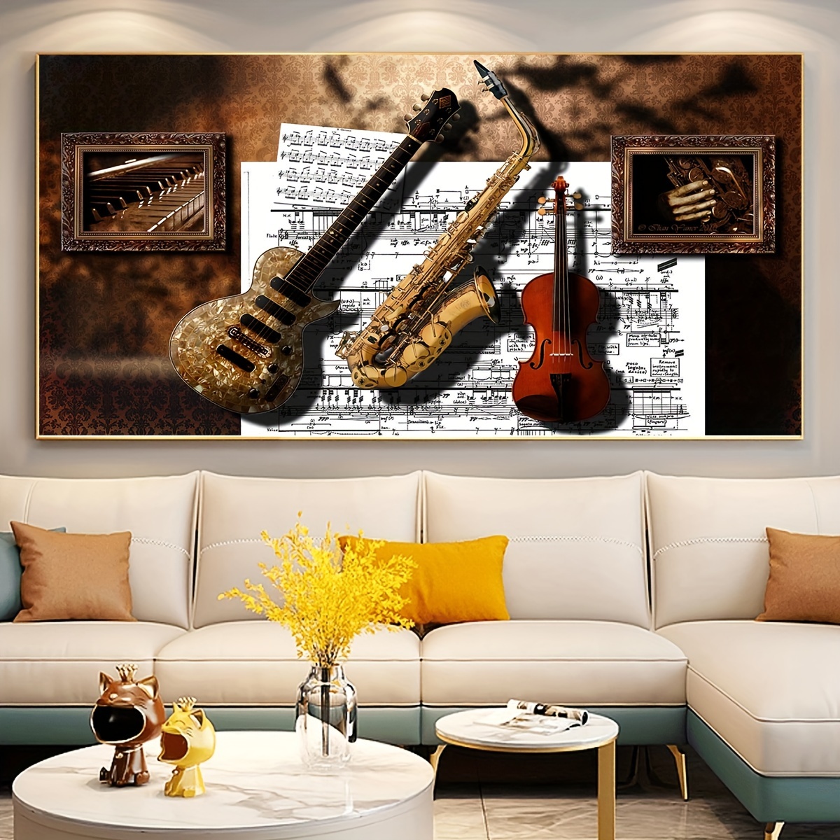 Pittura con musica jazz, arte da parete jazz, arte da parete con musica,  stampa con pittura a olio, arte musicale africana, poster su tela da parete,  decorazione per soggiorno e camera da