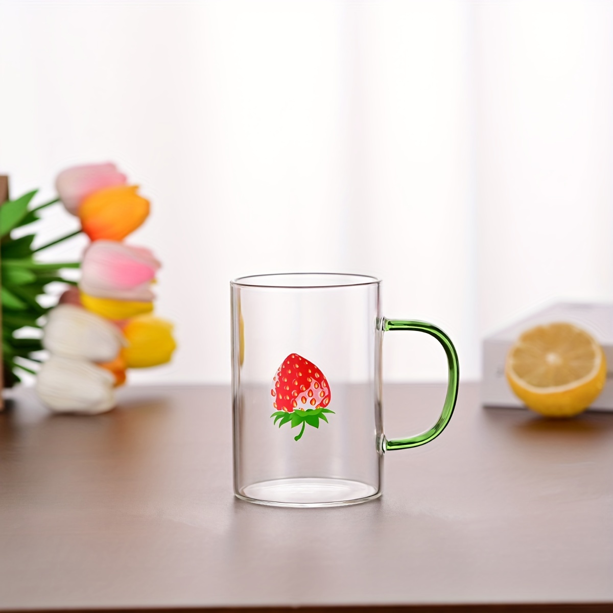 450ML Glass Cup With Lid And Straw Transparent Mug Milk Coffee Mug Tea Cup