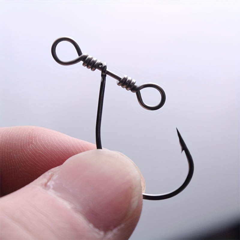 20pcs Premium Soft Worm Fishing Hook - Black Nickel Crank Hook with Double  Hole Swivel for Perfect Balance and Hooking Efficiency