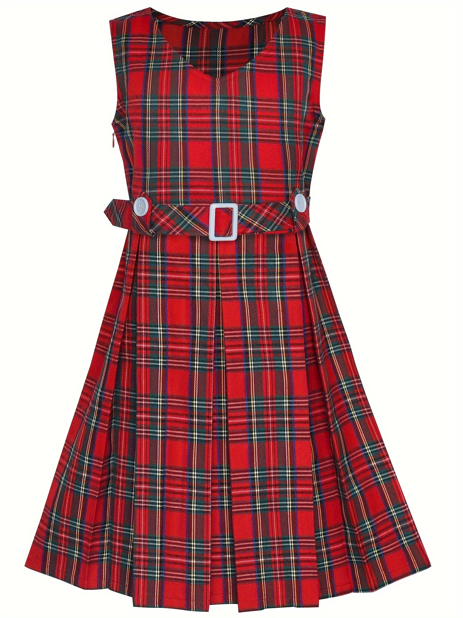 white christmas dresses Christmas White Sweater&Plaid Skirt 4Pc Girls Outfit – Preppy Kids Trinidad main image 0
