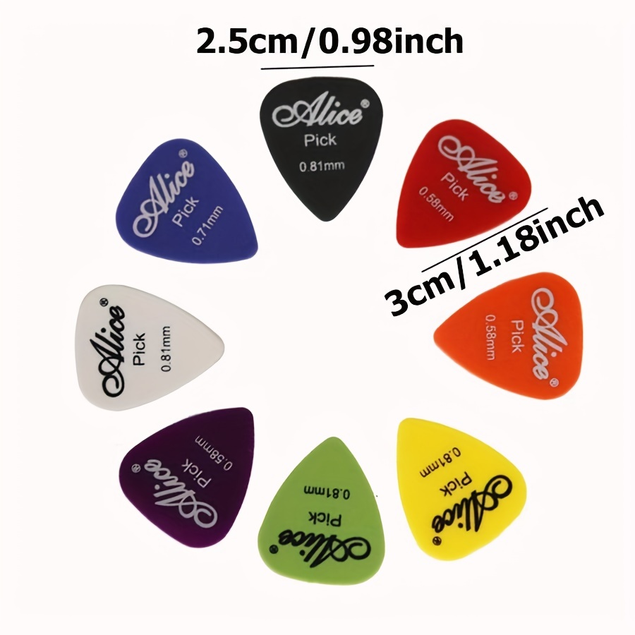 10pcs Mixed Color Multi-Sized Picks 0.58mm 0.71mm 0.81mm 0.96mm 1.2mm 1.5mm Guitar Picks Wooden Guitar Ukulele Frosted Picks Beginner Practice Plastic Picks