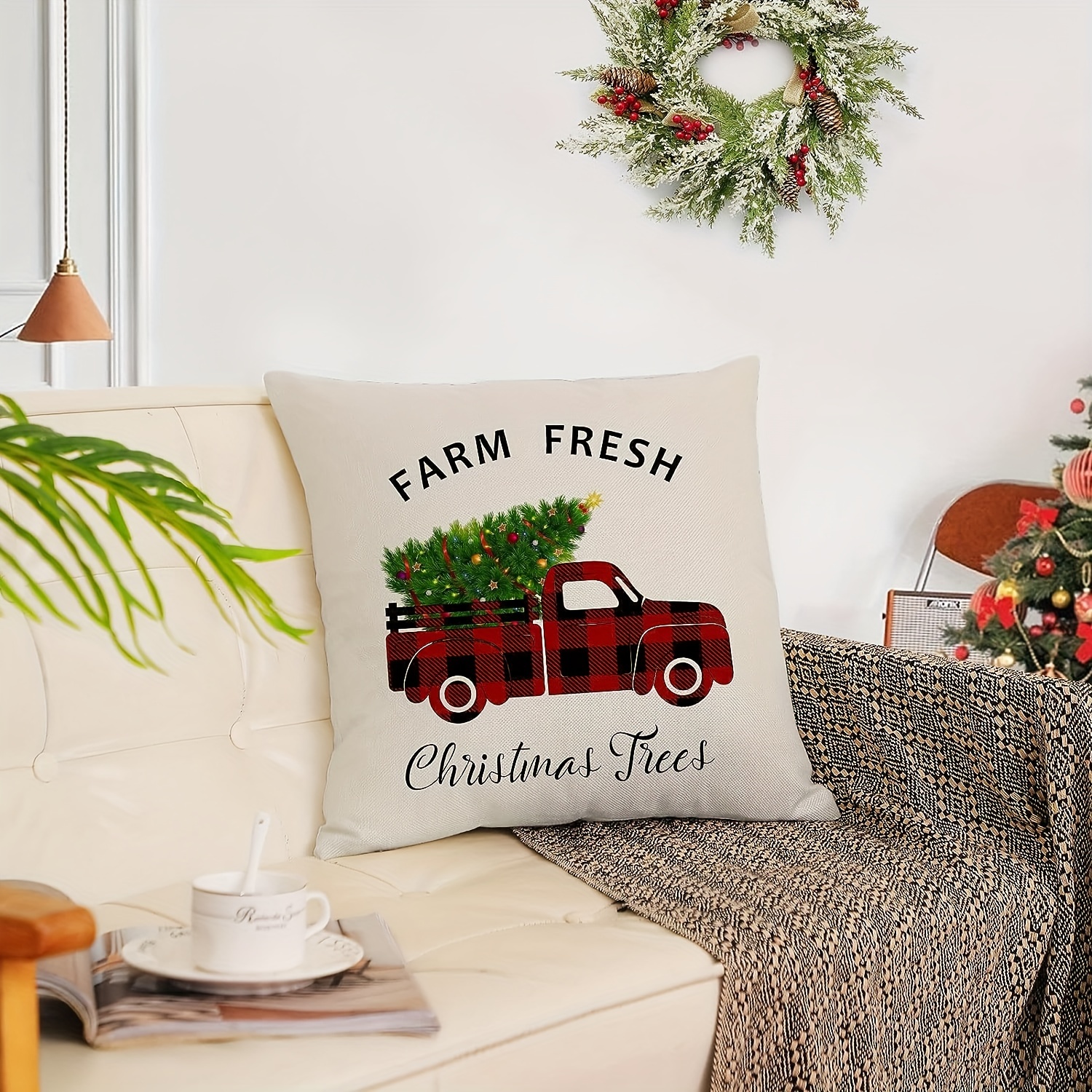Christmas Pillow Farm Christmas Tree - Christmas Pillow Cover - Christmas  Decor - Christma…