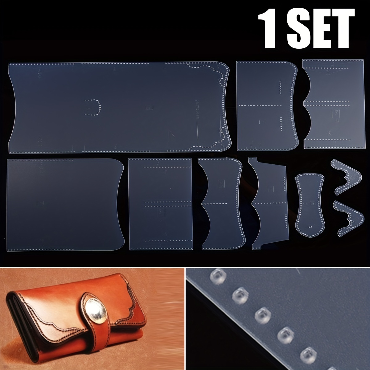 5pcs Practical Acrylic Wallet Card Bags Transparent Templates Leather Craft  Patterns Templates Leather Tools Acrylic Leather Templates