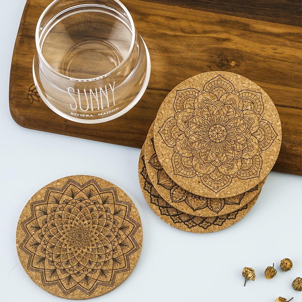 Silicone Boho Coasters for Drinks with Holder, Set of 8
