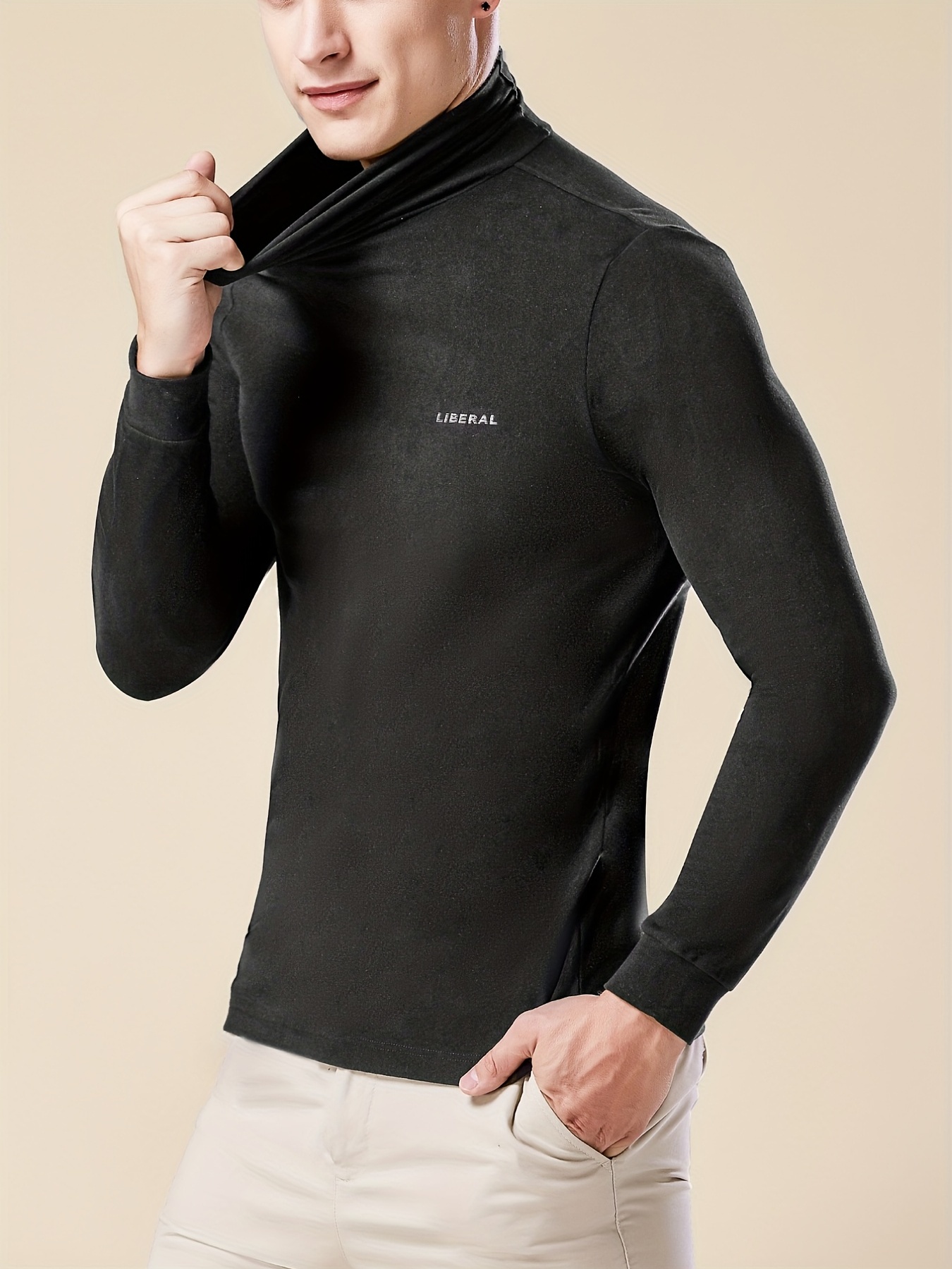 Men's Fashion Fleece Plus Warm Pile Collar Base Layer Shirts - Temu