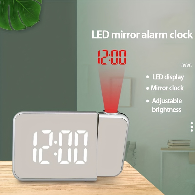 Reloj despertador digital de proyección en pared de techo, reloj  despertador LED para dormitorios con puerto de cargador USB, proyector de  350°