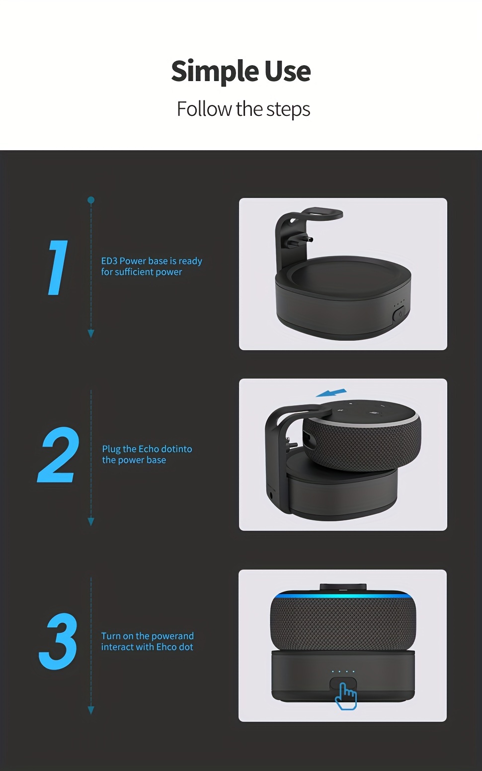 Fanxoo Echo Dot 3ème Génération Base De Batterie Base De - Temu