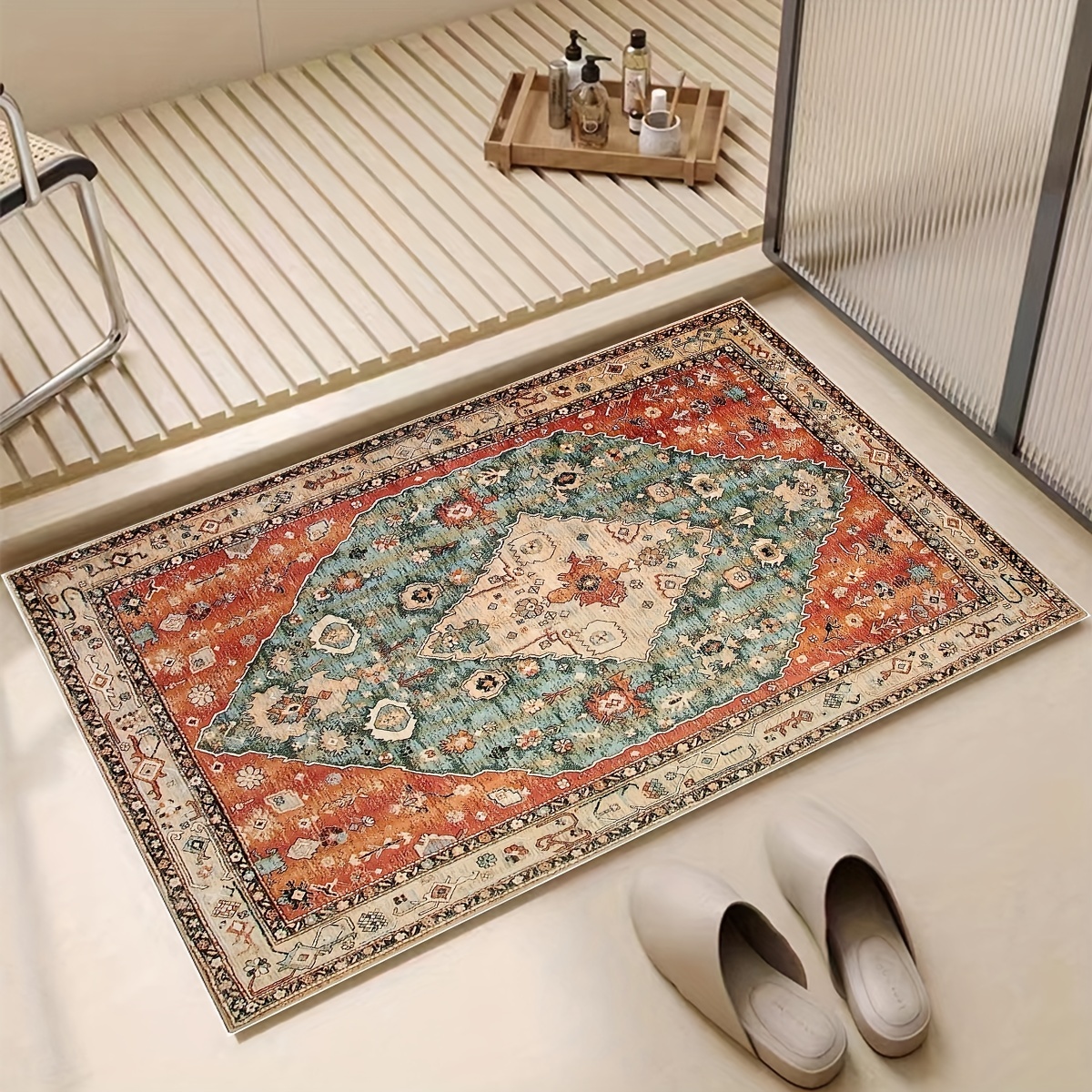 Pebble Bathroom Rug 3d Pebble Foot Mat Velvet Memory - Temu