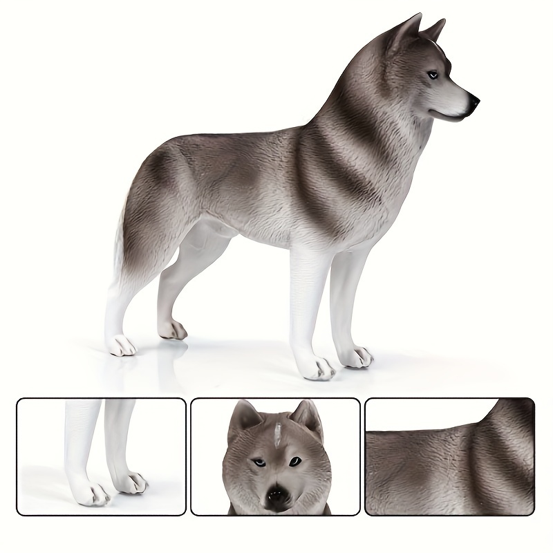  Aydinids Husky Figure Miniature Husky Gray Dog Figurine  Simulated Dog Realistic Plastic Animals for Christmas Birthday Gift Party  Decoration, Prone Position : Home & Kitchen