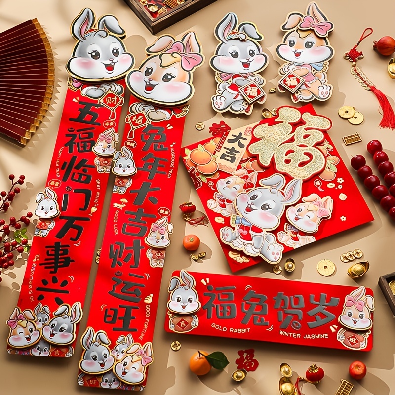 6pcs Set 2023 Spring Festival Supplies Cartoon Design Red Envelope Cute  Zodiac Rabbit Print Red Packet Chinese New Year Kids Gift Decor - Arts,  Crafts & Sewing - Temu