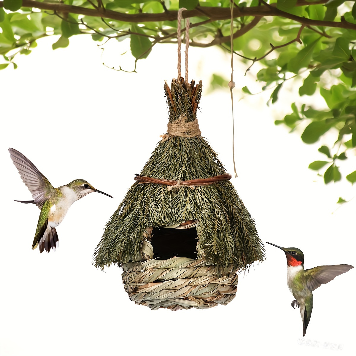 Maison d'oiseau tissée à la main, abri de nid d'oiseau en herbe naturelle,  abri petit oiseau, cachette d'extérieur, parquets suspendus, nid d'animaux  B - AliExpress