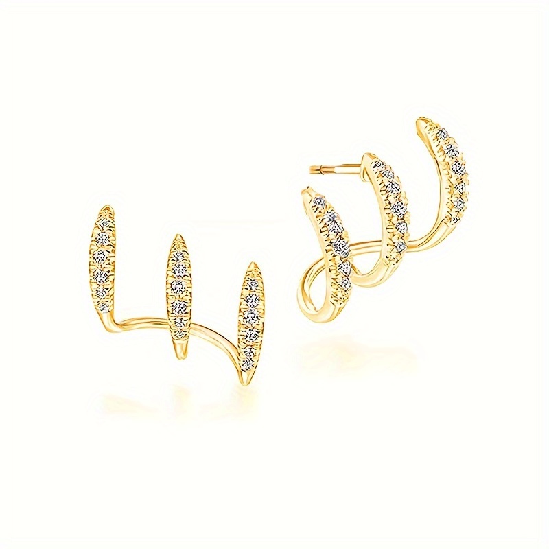 simple claw design stud earrings stainless steel jewelry embellished with zircon elegant leisure style for women daily wear details 4