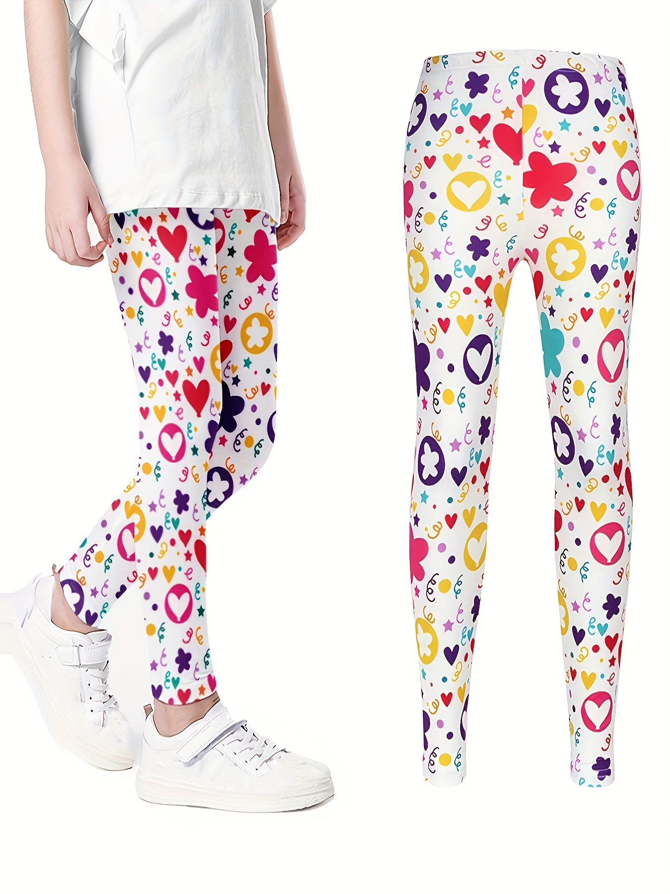 Girls Stretch Soft Leggings Cute Print Pants Kids Clothes - Temu