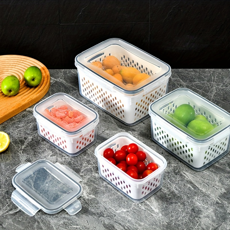 Food Drain Box Thickened Transparent Double layer Fresh - Temu