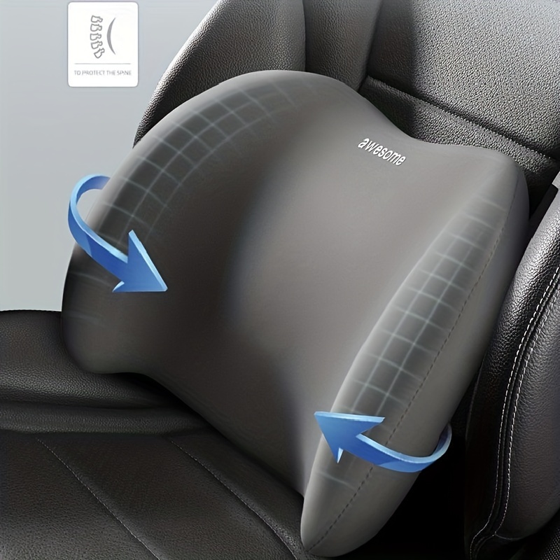 Memory Foam Support Cushion Car Seat Lumbar Support Pillow Car Waist Pad  Gray