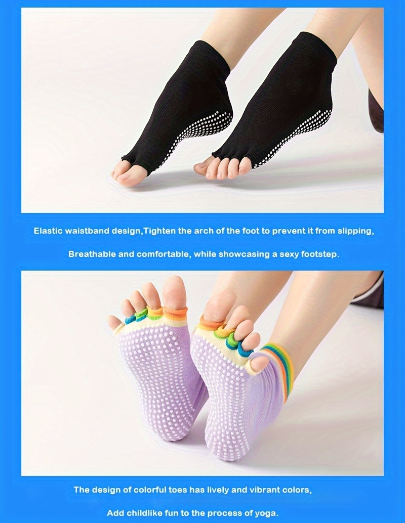 Women Pilates Socks Anti slip Breathable Open Toe Yoga Socks - Temu