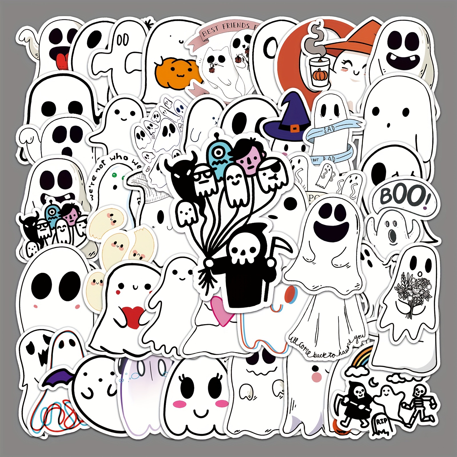 Cartoon Ghost Doodle Sticker Halloween Cute Decoration Teens Kids Girls  Adults Stickers Diy Mobile Phone Water Cup Skateboard Luggage Stickers -  Temu United Arab Emirates