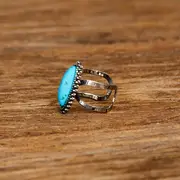 Silvery Faux Gemstone Inlaid Ring Open Adjustable Fashion - Temu Australia