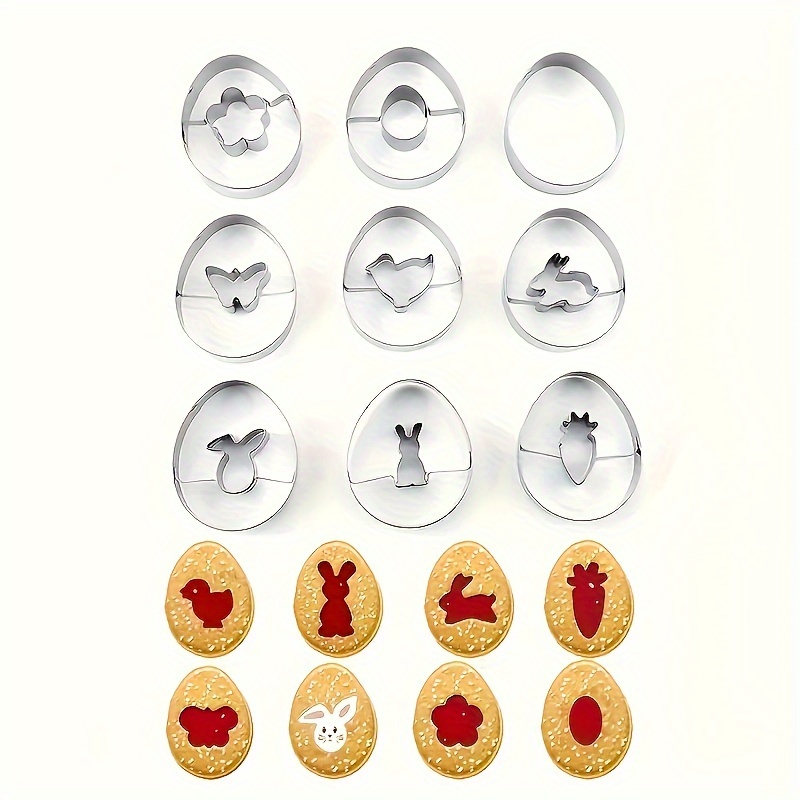 11pcs, Easter Cookie Cutters, 11 Shapes Cookie Cutters For Easter Egg Bunny  Rabbit Butterfly Flower Sheep Lamb Chick Goose Shape Cookie Cutter For Ki