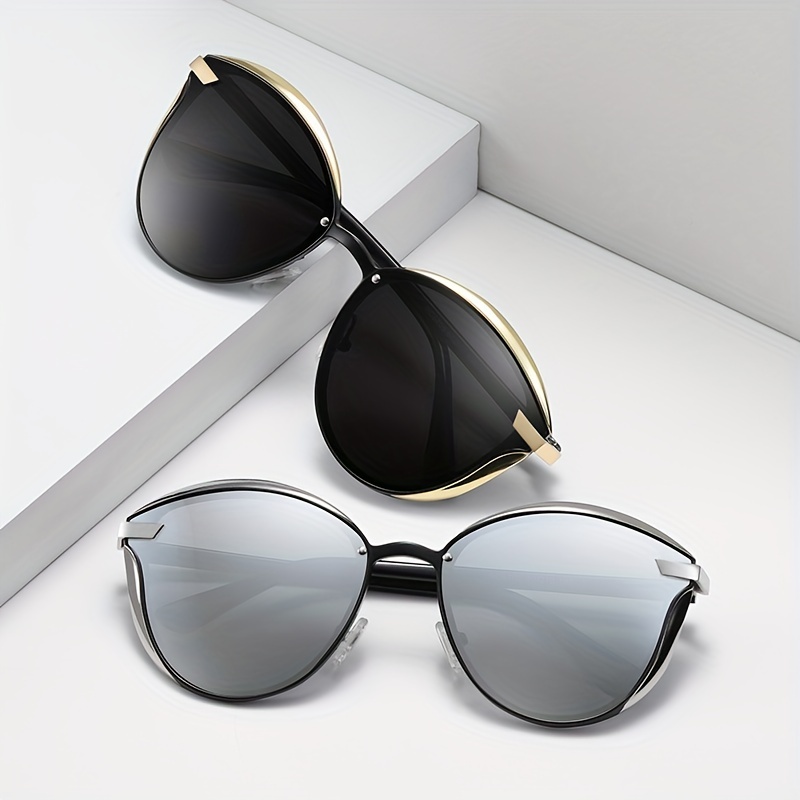 Luxury Polarized Sunglasses Women Round Cat Eye Sun Shades Ladies Lunette de Soleil Femme,Temu