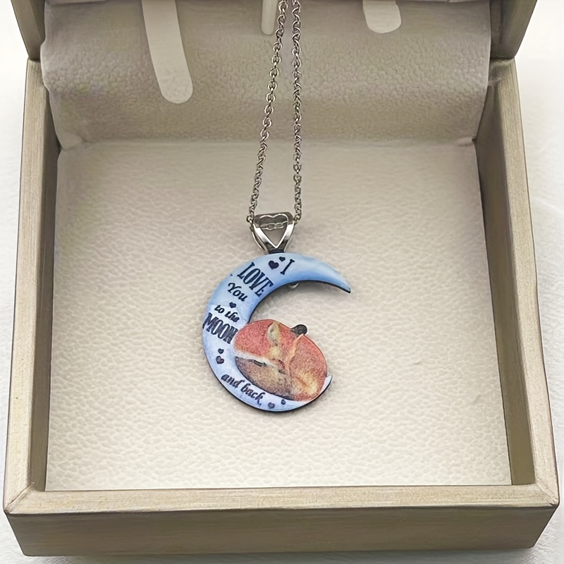 Acrylic Fox Pendant Necklace for Men, Decorative Holiday Gift
