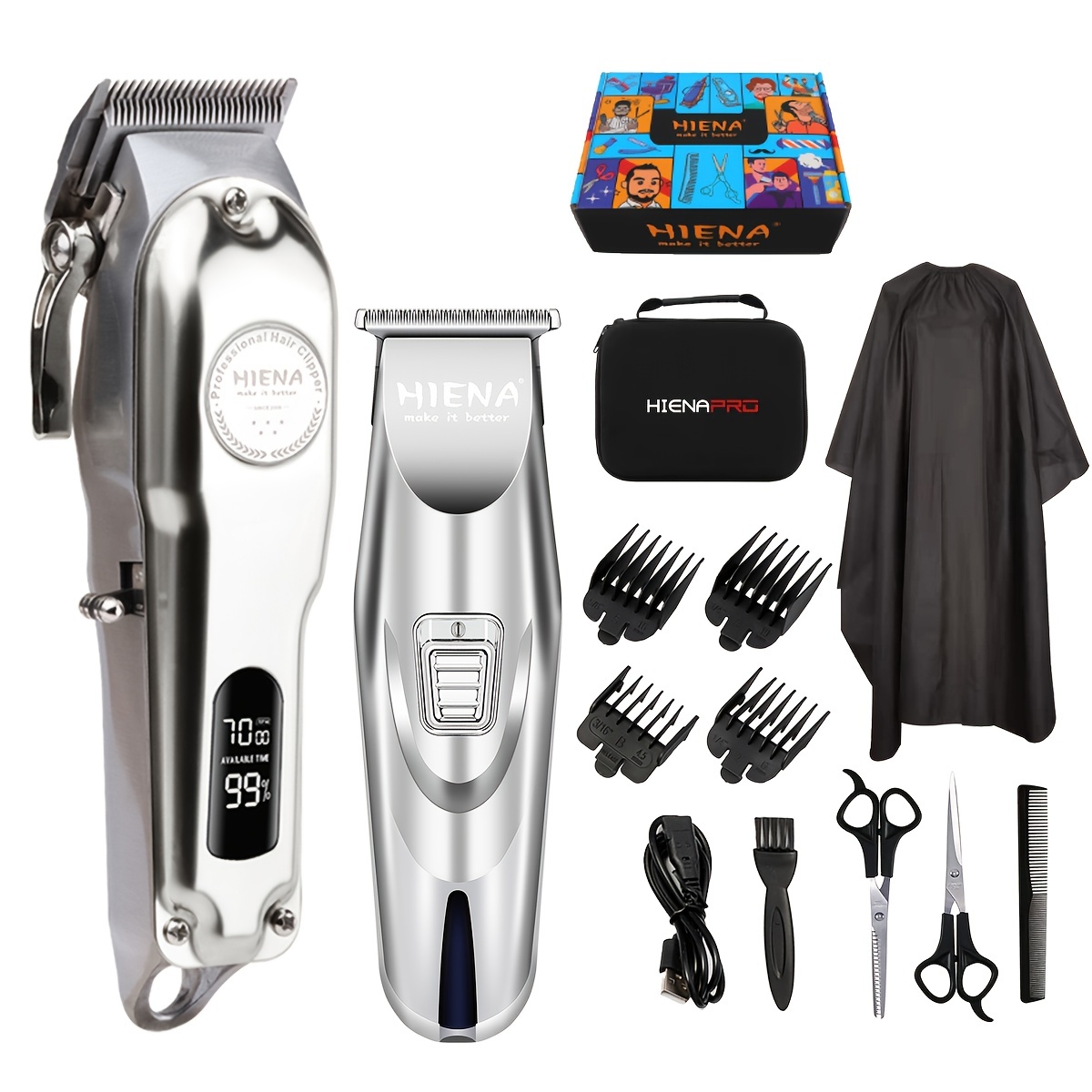 Kit de cortapelos profesional, cortapelos inalámbricos para hombres,  cortadora de pelo para barbero y recortadora de hoja en T de espacio cero  con