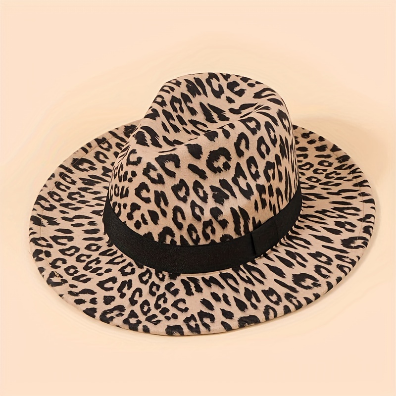 

Leopard Print Jazz Hat, Felt Fedora Hats For Men & Women