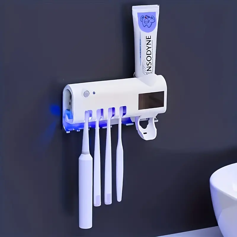 UV Portaspazzolino Sanitizer, Sterilizzatore per tutti gli spazzolini da  denti, rasoio disponibile, adesivo per montaggio a parete e dispenser per  den