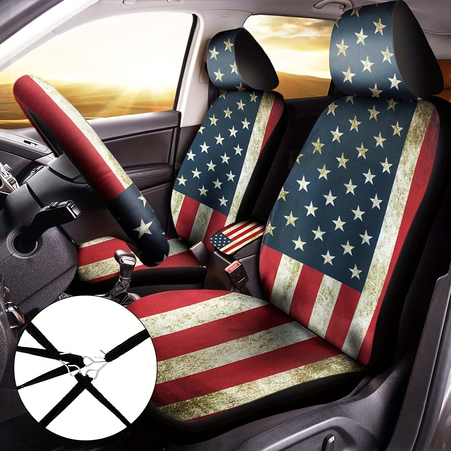 15 Stück Patriotic American Flag Autozubehör Set 4. Juli Auto