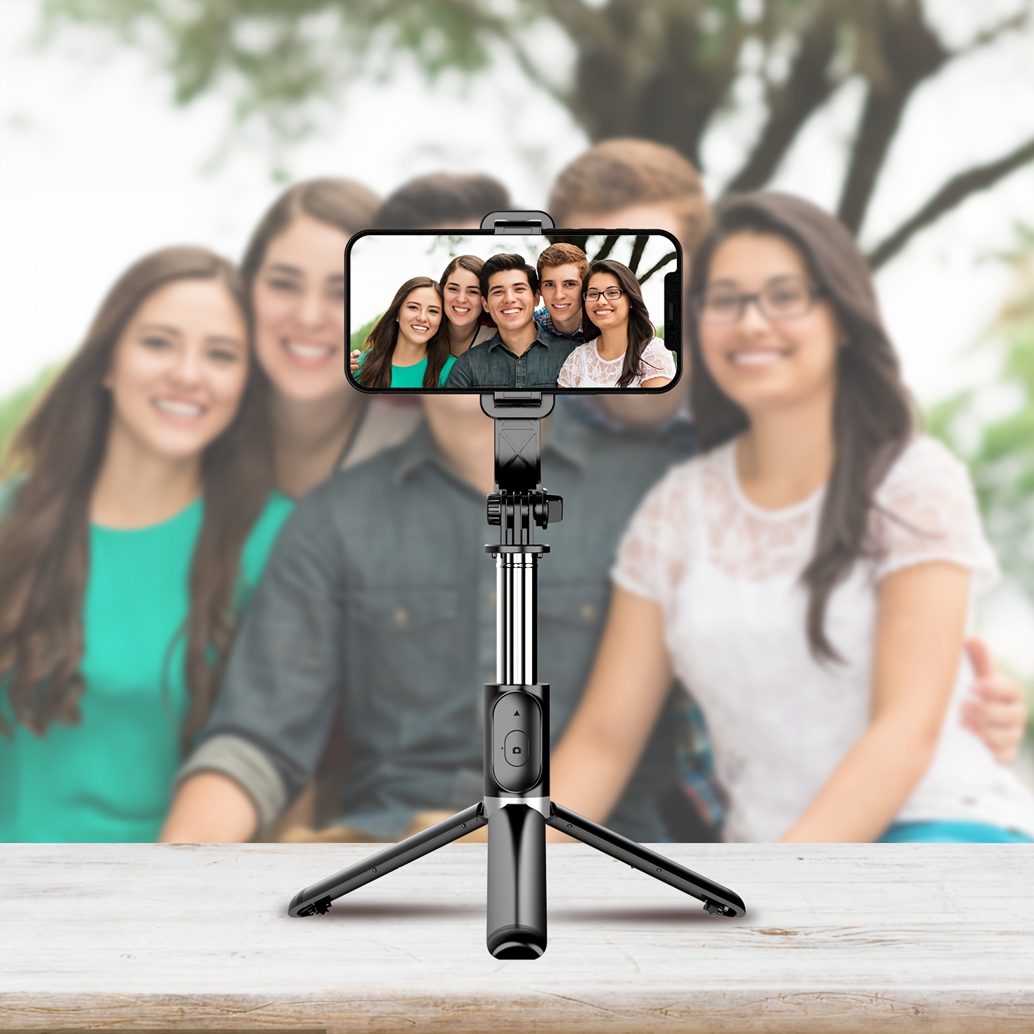 Tripé/selfie stick de 100 cm (40) para telemóvel, selfie stick extensível  tudo em um, tripé para smartphone com telecomando sem fios, rotação a 360°