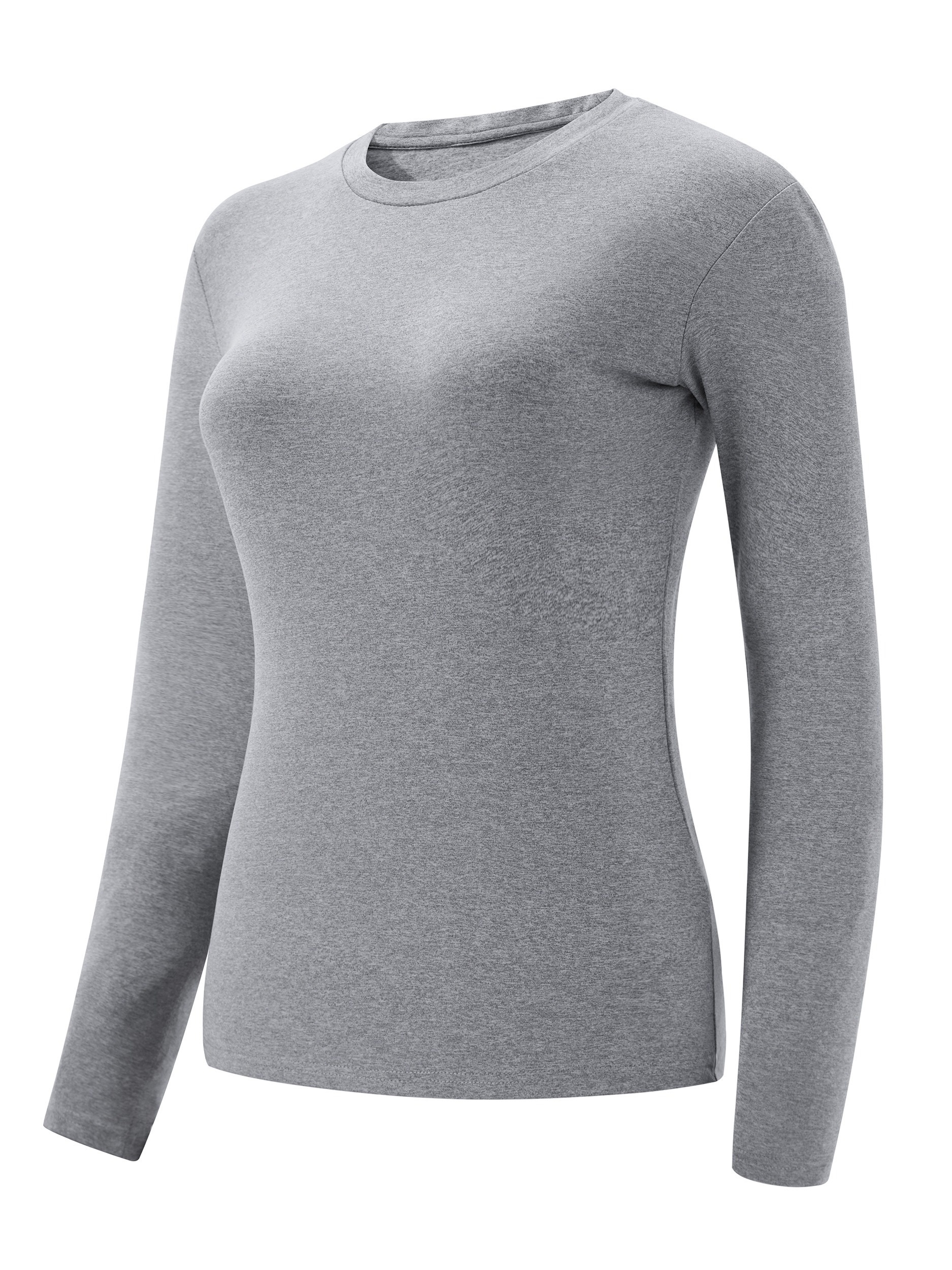 Women's Thermal Tops Solid Long Sleeve Crew Neck Shirts - Temu Canada