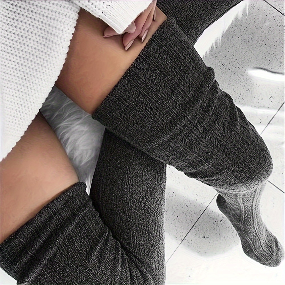 Womens Winter Knee High Pantyhose Fashionable Solid Color, Thick