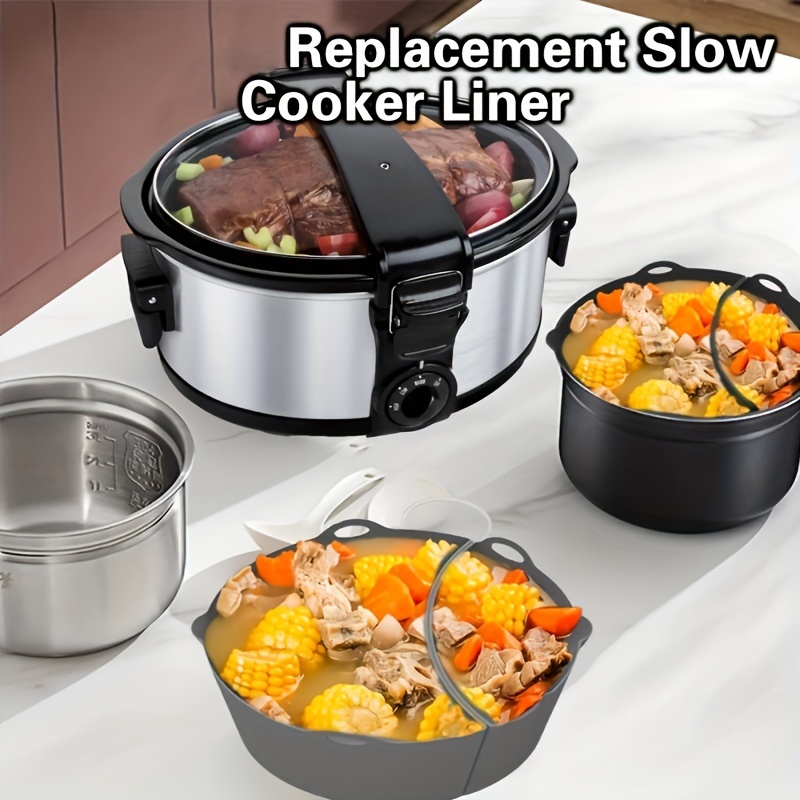 Slow Cooker Liner - Silicone Slow Cooker Liner for 6 QT & 7 QT Pot,  Reusable Slow