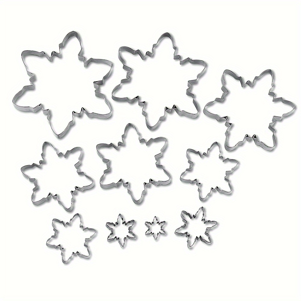 10pcs, Snowflake Cookie Cutters, Metal Pastry Cutter Set, Biscuit Molds,  Baking Tools, Kitchen Accessories, Christmas Decor