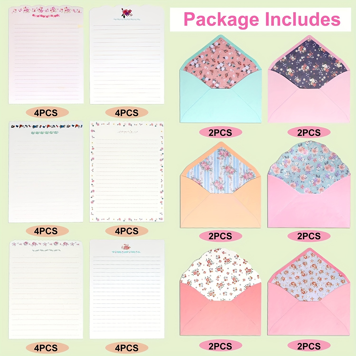 A4 Letter Writing Paper Sheets Pink Floral Border Lined or Unlined Paper  Stationery Gift or Thoughtful Present 