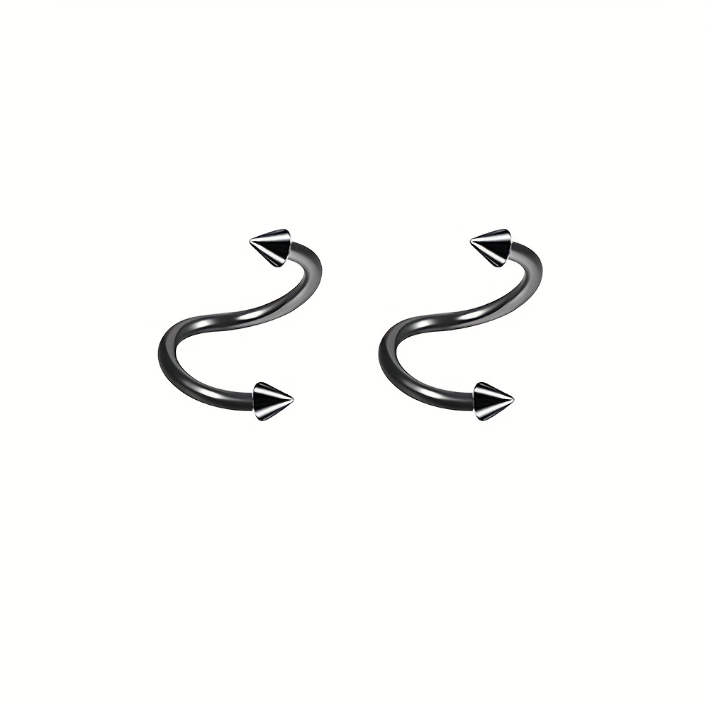 2pcs 16g Spiral Barbell Cartilage Earring Tragus Brow Ring Spiral Twist Rod  Steel Stud Ball Pick Size Stainless Steel Twisted Earrings Spiral Spiral