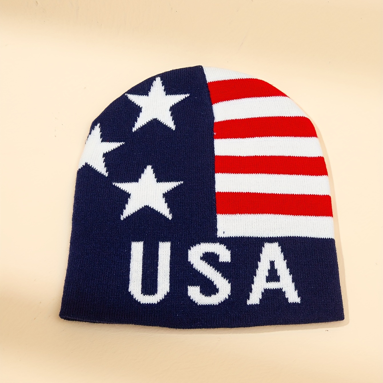 

Men's Independence Day Striped Star American Flag Knitted Jacquard Hat, Ideal Choice For Gifts