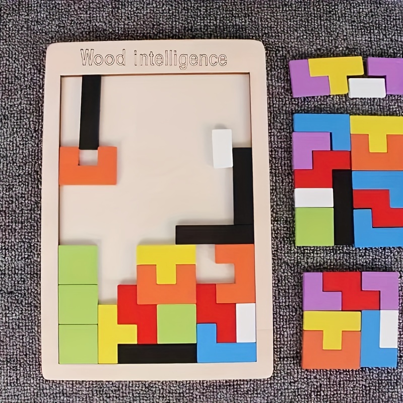 Colorful 3D Wooden Blocks Puzzle Brain Teaser Montessori Educational Toy