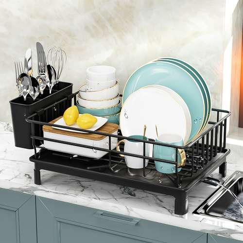 Black Metal Kitchen Utensil Cutlery Caddy Holder – Drainer Storage Rack