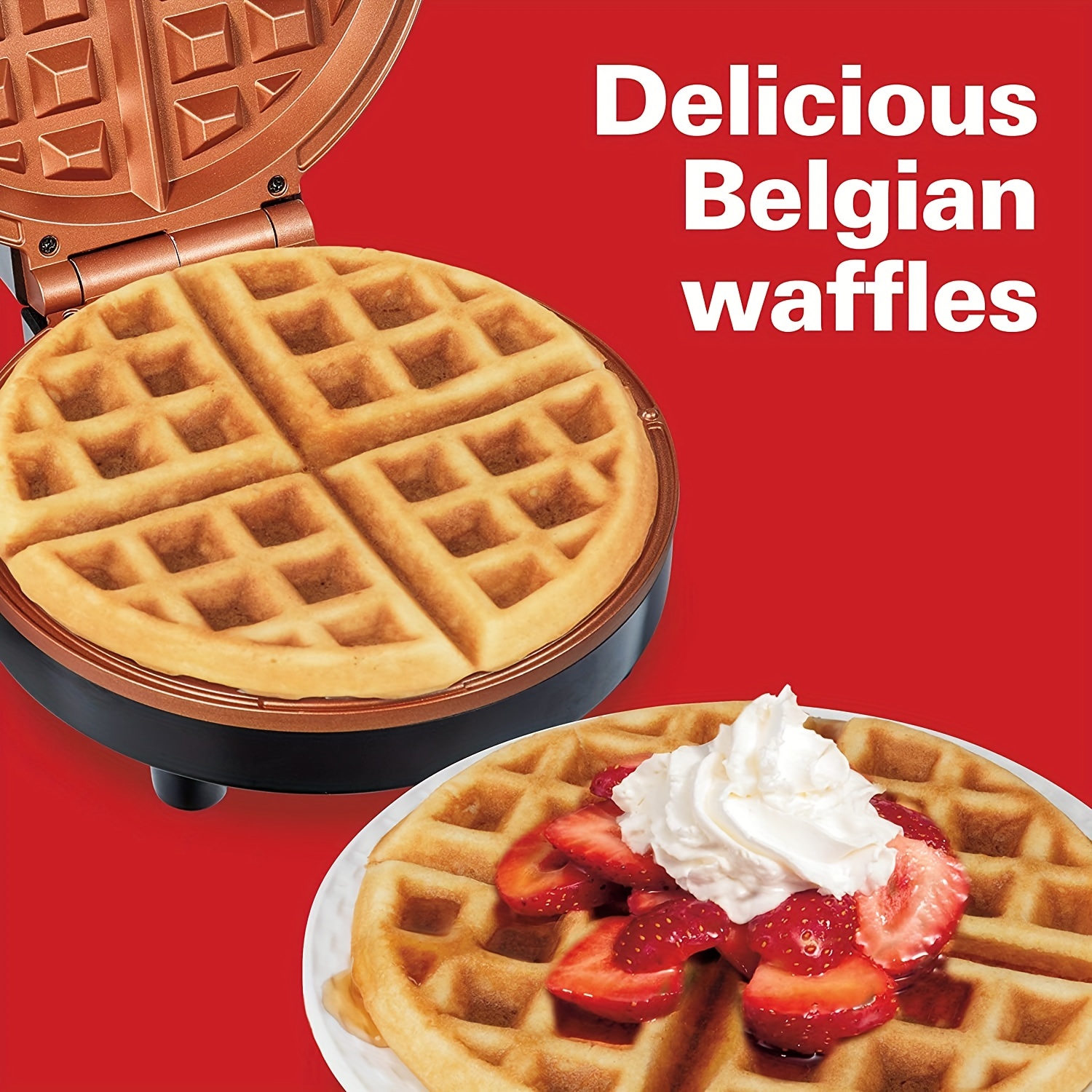 Eu Plug Waffle Maker 9“non-stick Waffler Iron Stuffler Stuffed Wafflera,led  Prompt Temperature Control,electric Baker Makes Thick, Fluffy Waffles,  Kitchen Essential For Breakfast - Temu United Arab Emirates