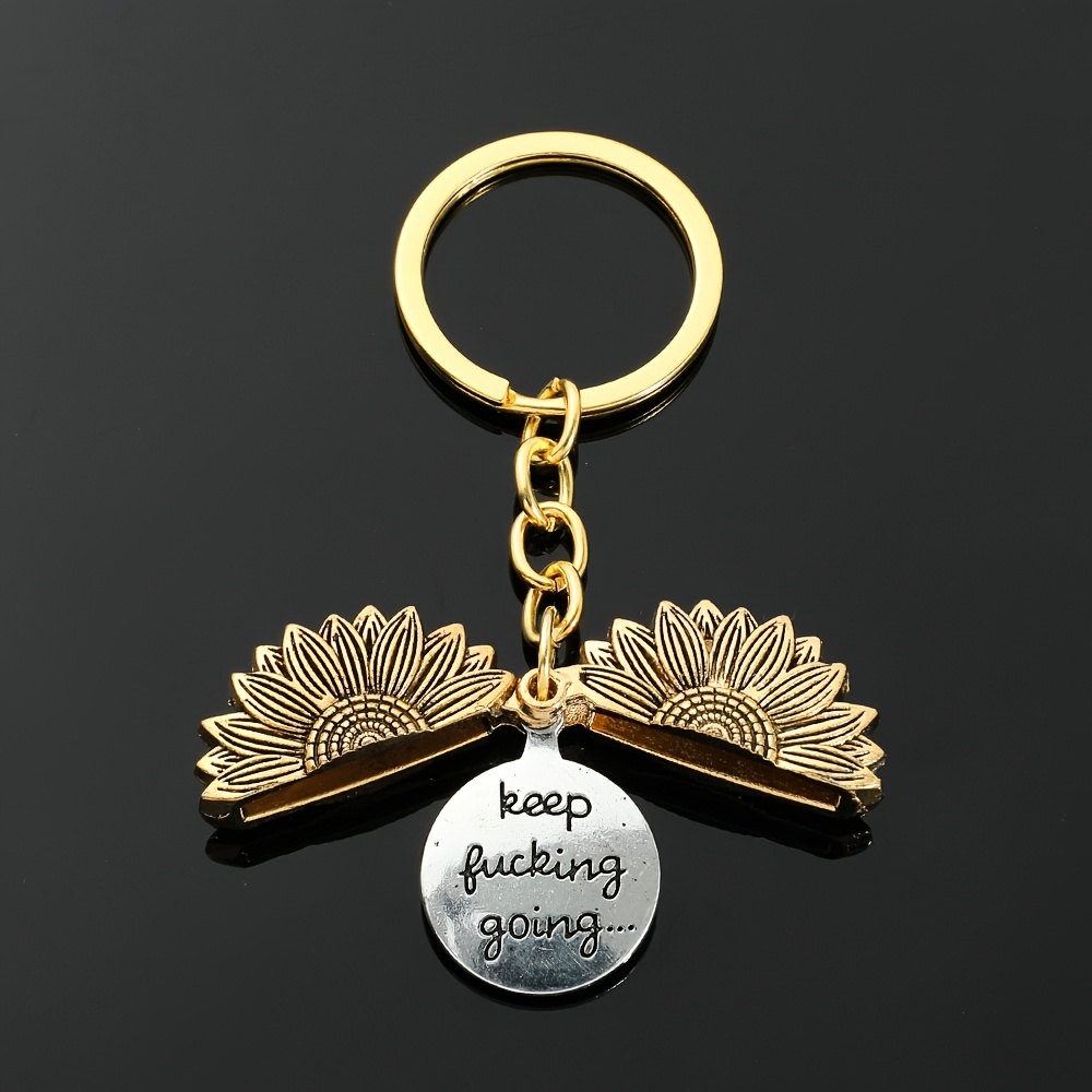 new retro sunflower keychain pendant diy letter sun flower key chain bag ornament 5