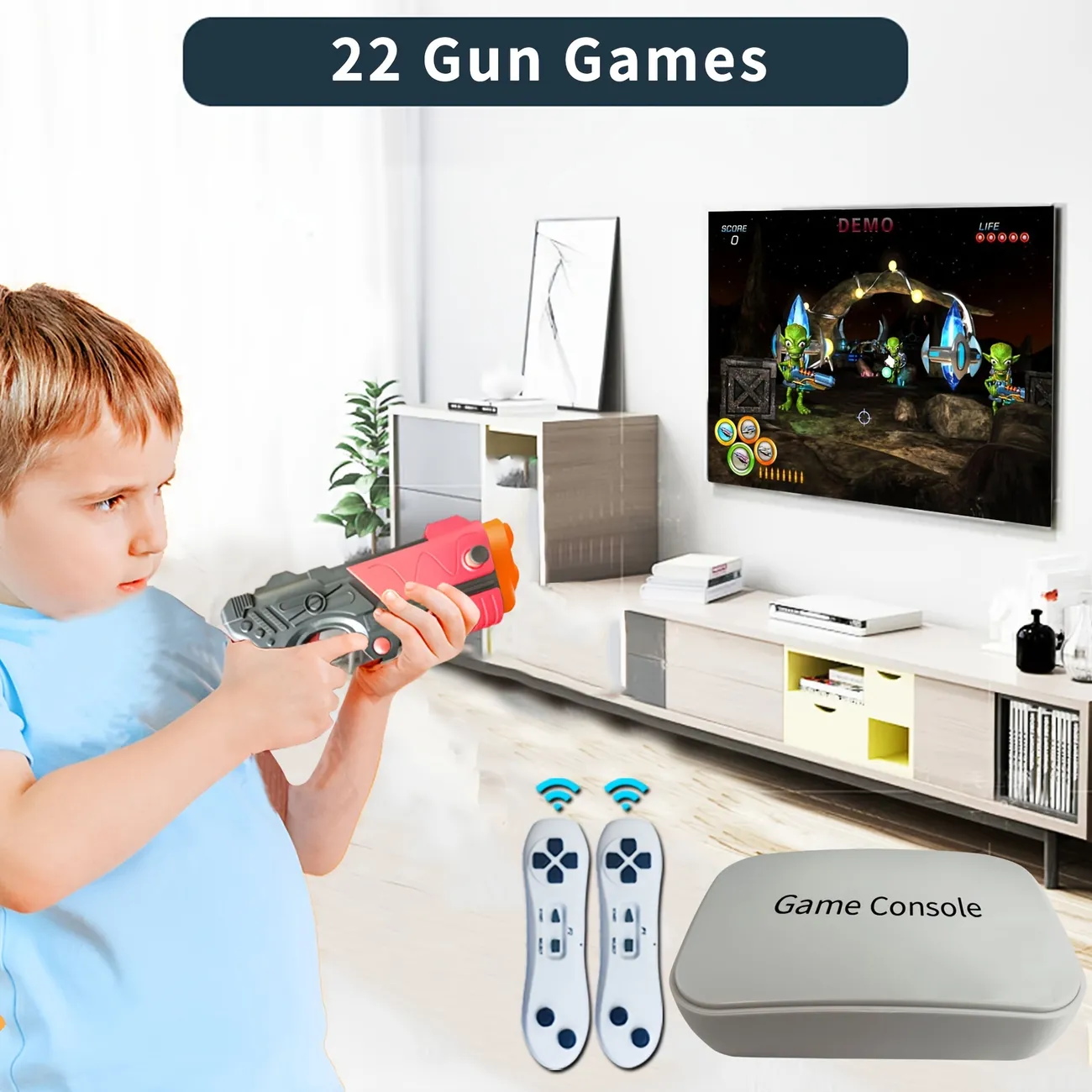 Game Console With 900+ Games, Tv Retro Video Game Console For Kids and Adults, Game Box With Ar Gun Games,2 Handheld Wireless Game Controllers, Plugand Play, Toy Gift For Boys And Girls