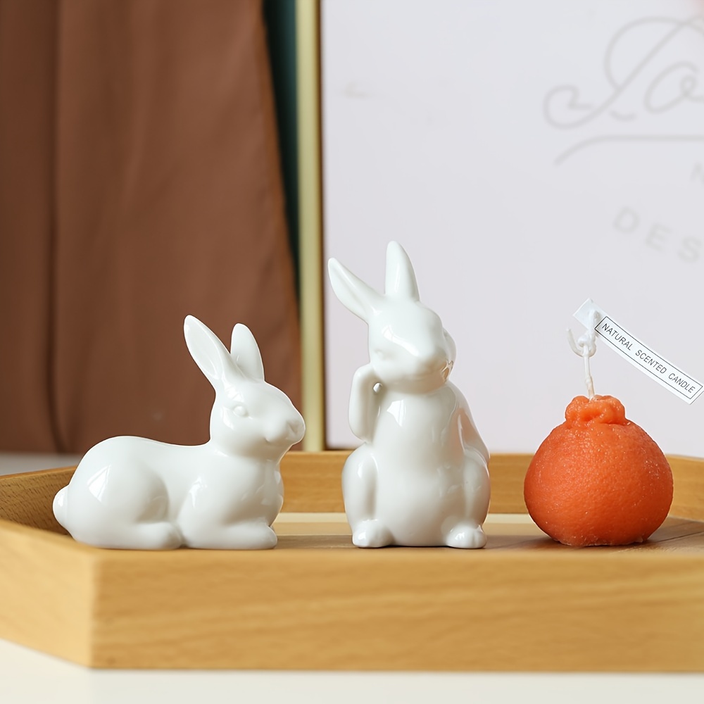 Ceramic White Rabbits Easter Bunny Rabbits Bunny Decoration Couple Rabbits,  Porcelain Modern Art Home Decoration, Weddings Celebration Crafts Gift, a