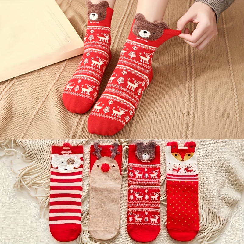 Cosy Wool Christmas Tree Mujer Calcetines (Rojo)