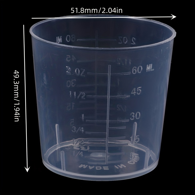 10pcs, Measuring Cup, Plastic Liquid Measuring Cups, Clear 60ml/2oz  Graduated Measuring Cup For Accurate Laboratory Measurements, Multifunction  Measur