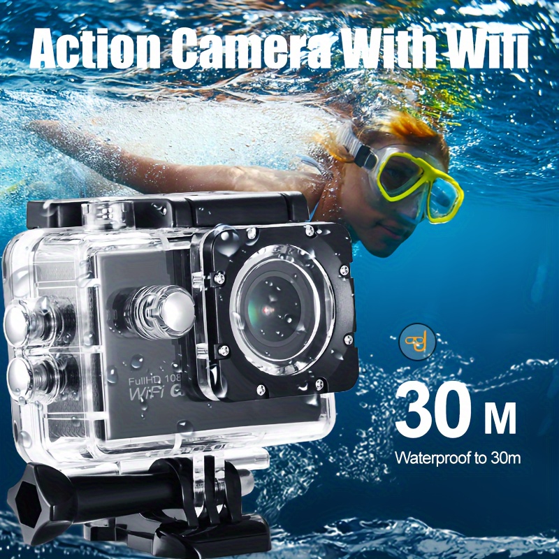 Xilecam Action Camera 1080P WiFi Sports Camera 4xZoom Action Camera  40m/131ft Underwater Waterproof with 2 X1050 mAh Batteries and  Multi-Function