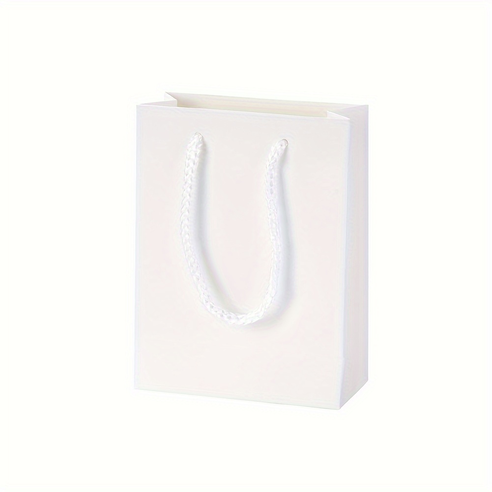 

20pcs Nylon Hand String White Paper Bag, 12x5.7x16cm Minimalist Style For Daily Or Gift Packaging, Storage Items Display Small Business Supplies