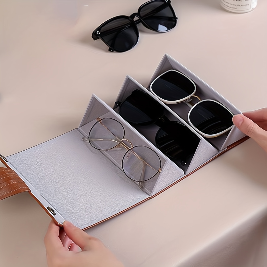 Organizador de gafas de sol con múltiples ranuras, caja de almacenamiento  plegable para gafas, estuche de almacenamiento de joyas, estuche portátil
