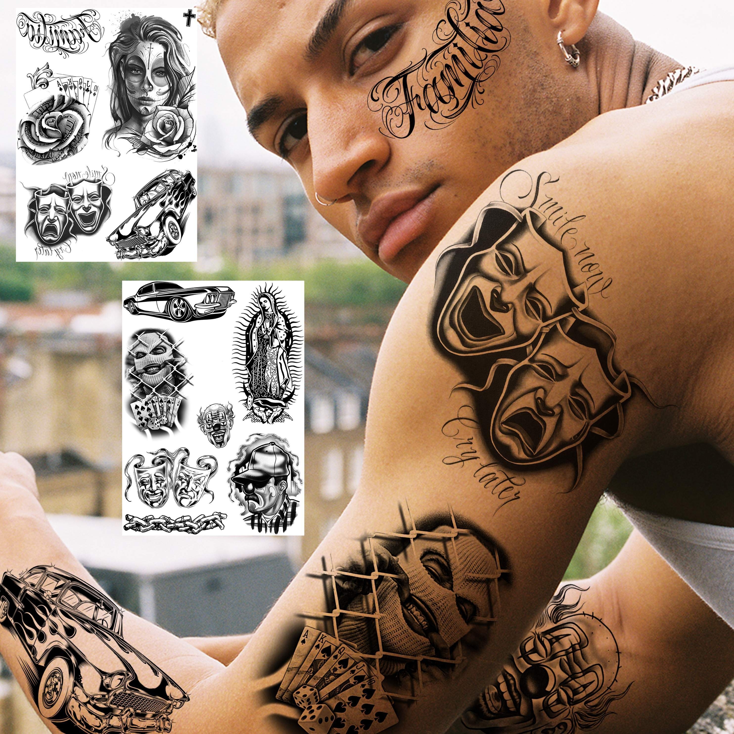 Tattoo Stencil Smiling Face Hand Back Tattoo Patterns - Temu Austria