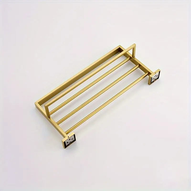 1pc luxe metal towel rack with shelf wall mounted heavy duty stainless steel bathroom towel bar with storage design Product details 4